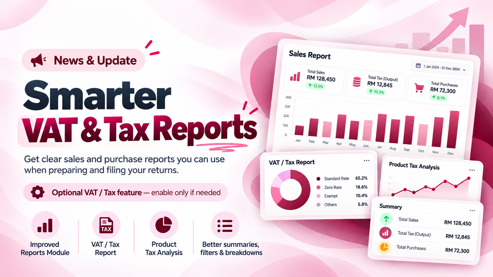 FortyPOS update with improved reports and optional VAT and tax reporting